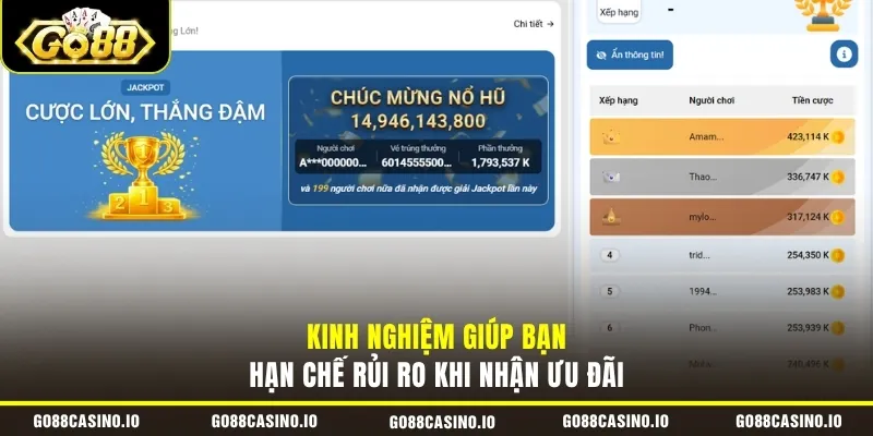 Khuyến Mãi GO88 3 Kinh nghiệm giúp bạn hạn chế rủi ro khi nhận ưu đãi